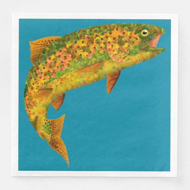 Aspen Leaf Rainbow Trout 2 Napkin (Front)