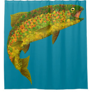 Aspen Leaf Rainbow Trout 2 Shower Curtain
