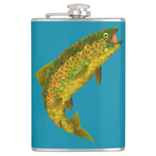 Aspen Leaf Rainbow Trout 3 Hip Flask