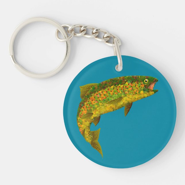 Aspen Leaf Rainbow Trout 3 Key Ring (Front)