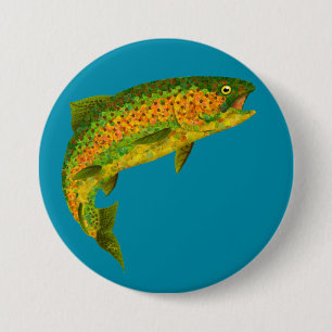 Aspen Leaf Rainbow Trout 4 7.5 Cm Round Badge