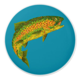 Aspen Leaf Rainbow Trout 4 Ceramic Knob
