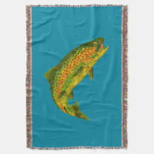 Aspen Leaf Rainbow Trout 4 Throw Blanket