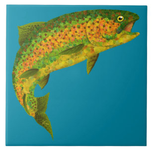 Aspen Leaf Rainbow Trout 4 Tile
