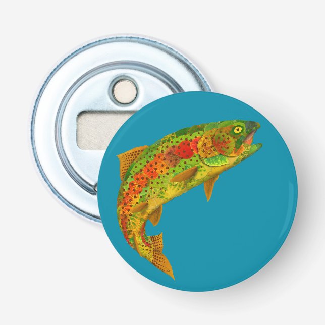 Aspen Leaf Rainbow Trout 5 Bottle Opener (Front)