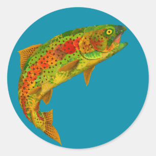 Aspen Leaf Rainbow Trout 5 Classic Round Sticker