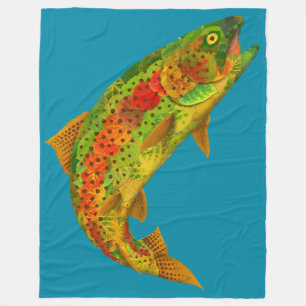 Aspen Leaf Rainbow Trout 5 Fleece Blanket