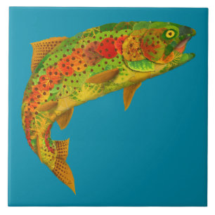 Aspen Leaf Rainbow Trout 5 Tile