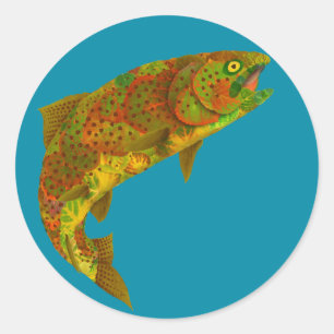 Aspen Leaf Rainbow Trout 6 Classic Round Sticker