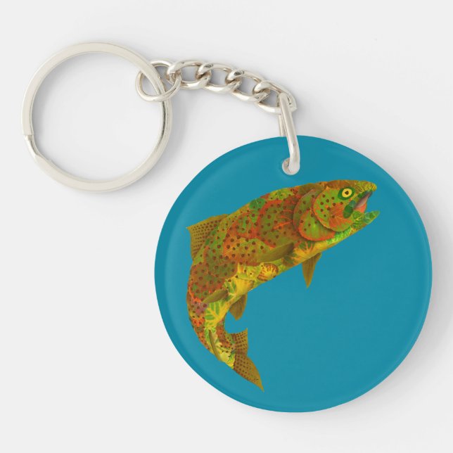 Aspen Leaf Rainbow Trout 6 Key Ring (Front)