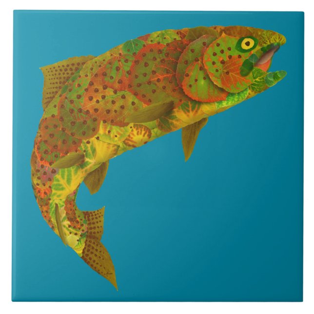 Aspen Leaf Rainbow Trout 6 Tile (Front)