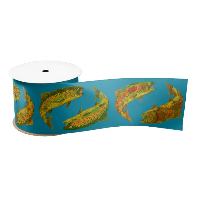 Aspen Leaf Rainbow Trout Satin Ribbon (Spool)