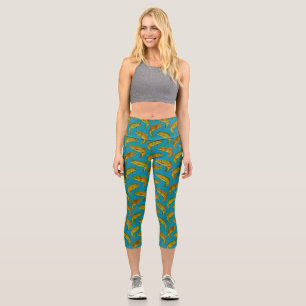 Aspen Leaf Rainbow Trout Seamless Pattern 2018 Capri Leggings