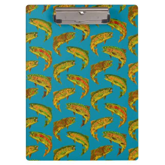 Aspen Leaf Rainbow Trout Seamless Pattern 2018 Clipboard (Front)