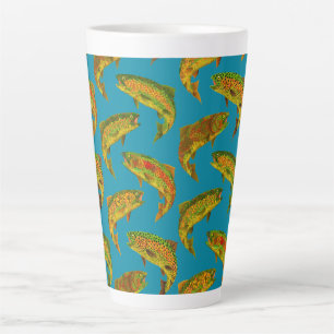 Aspen Leaf Rainbow Trout Seamless Pattern 2018 Latte Mug