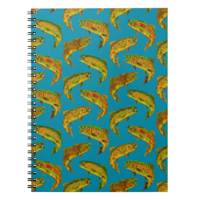 Aspen Leaf Rainbow Trout Seamless Pattern 2018 Notebook (Front)