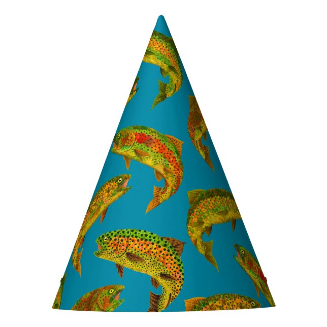 Aspen Leaf Rainbow Trout Seamless Pattern 2018 Party Hat (Front)