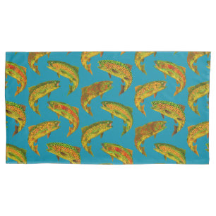 Aspen Leaf Rainbow Trout Seamless Pattern 2018 Pillowcase