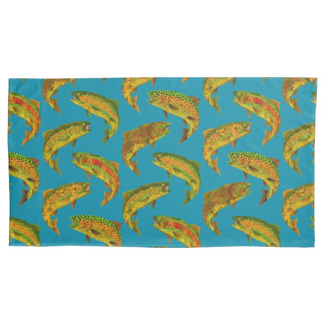 Aspen Leaf Rainbow Trout Seamless Pattern 2018 Pillowcase (Front-Left)