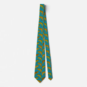 Aspen Leaf Rainbow Trout Seamless Pattern 2018 Tie