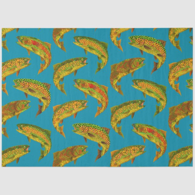 Aspen Leaf Rainbow Trout Seamless Pattern 2018 Tissue Paper (Front)