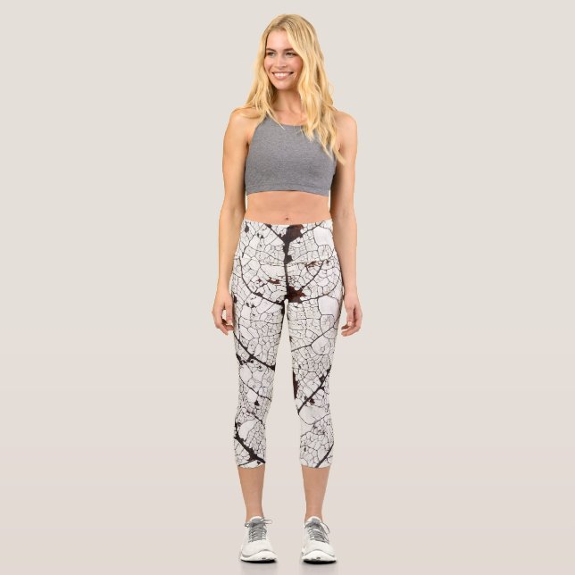 Aspen Leaf Skeleton 1 Capri Leggings (Front)