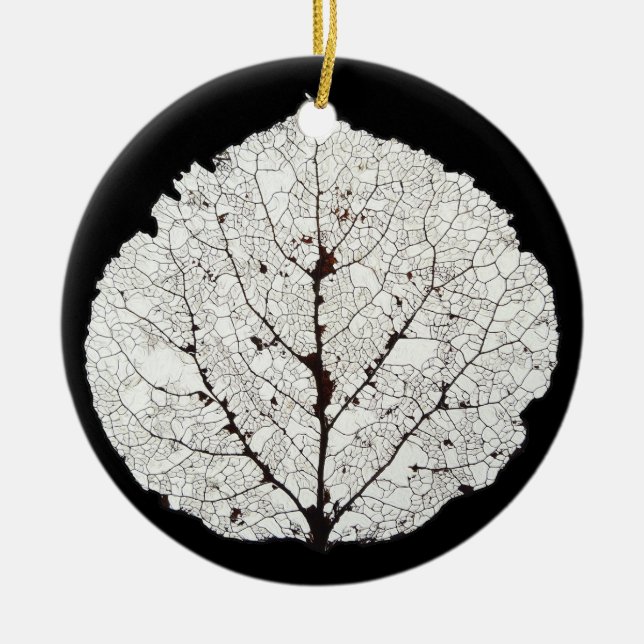 Aspen Leaf Skeleton 1 Ceramic Tree Decoration (Front)