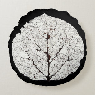 Aspen Leaf Skeleton 1 Round Cushion