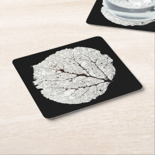 Aspen Leaf Skeleton 1 Square Paper Coaster