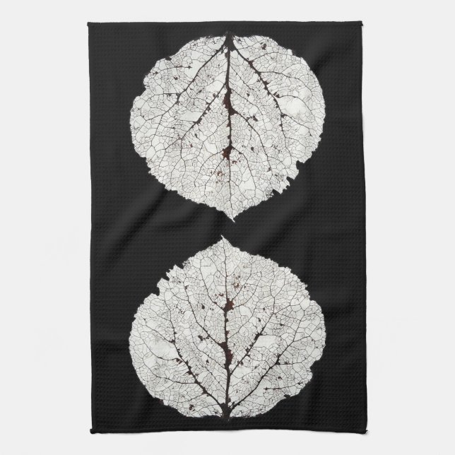Aspen Leaf Skeleton 1 Tea Towel (Vertical)