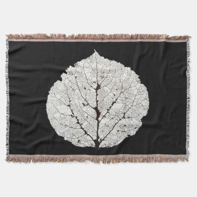 Aspen Leaf Skeleton 1 Throw Blanket (Front)