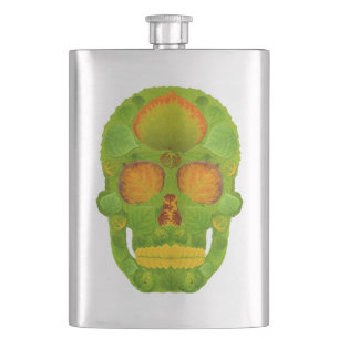 Aspen Leaf Skull 10 Hip Flask
