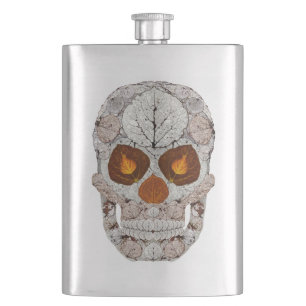 Aspen Leaf Skull 11 Hip Flask