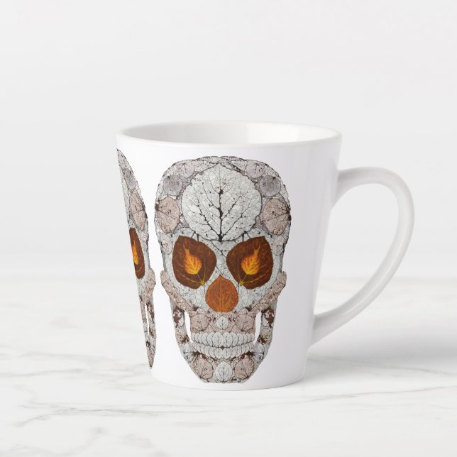 Aspen Leaf Skull 11 Latte Mug (Right)