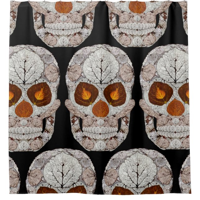 Aspen Leaf Skull 11 Shower Curtain (Front)