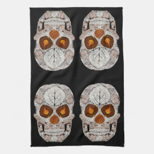 Aspen Leaf Skull 11 Tea Towel