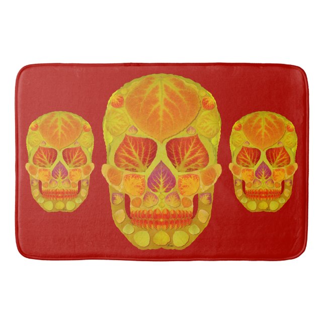 Aspen Leaf Skull 13 Bath Mat (Front)