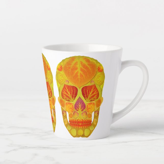 Aspen Leaf Skull 13 Latte Mug (Right)