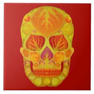 Aspen Leaf Skull 13 Tile