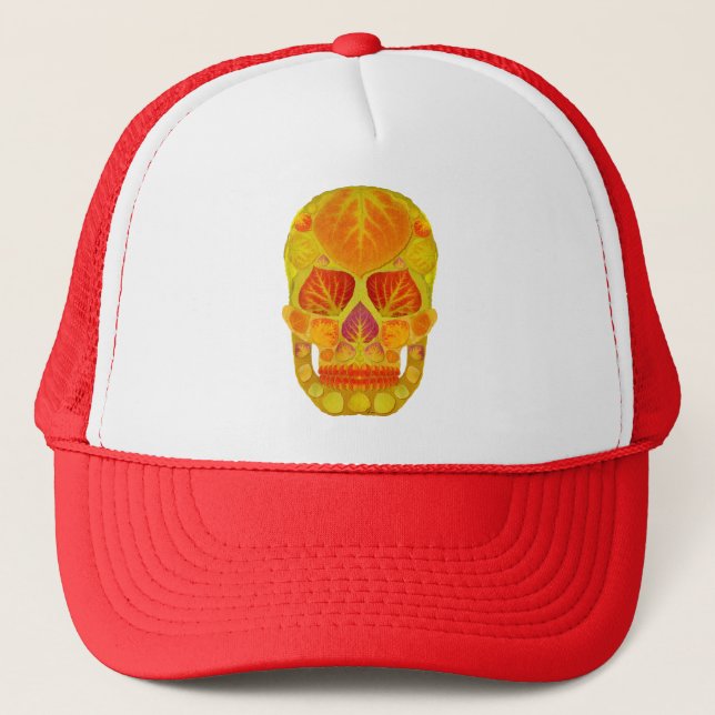 Aspen Leaf Skull 13 Trucker Hat (Front)