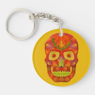 Aspen Leaf Skull 16 Key Ring