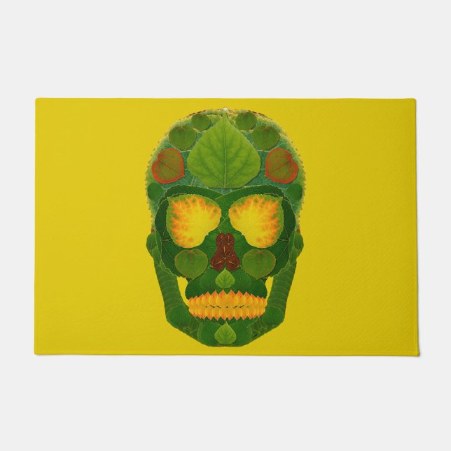 Aspen Leaf Skull 9 Doormat (Front)