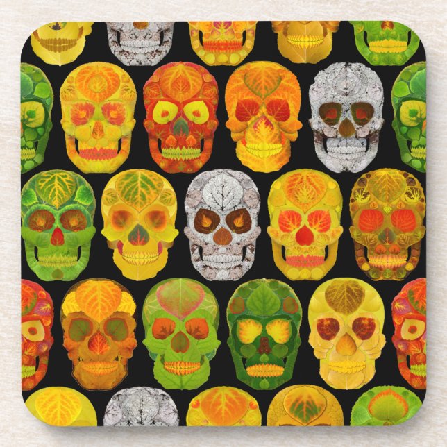 Aspen Leaf Skulls seamless pattern 2018 Coaster (Front)
