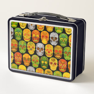 Aspen Leaf Skulls seamless pattern 2018 Metal Lunch Box