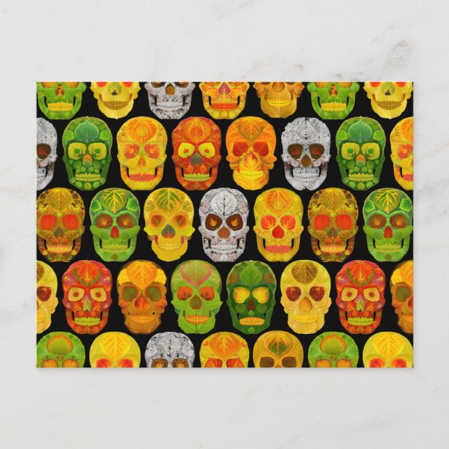 Aspen Leaf Skulls seamless pattern 2018 Postcard (Front)