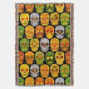 Aspen Leaf Skulls seamless pattern 2018 Throw Blanket