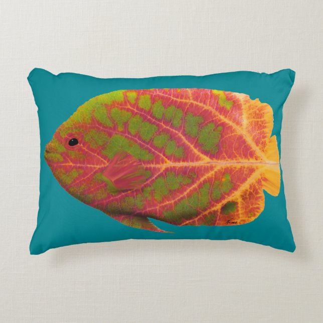 Aspen Leaf Tropical Fish 1 Decorative Cushion (Front)