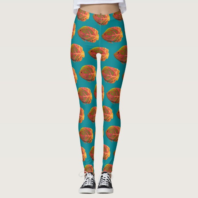 Aspen Leaf Tropical Fish 1 Leggings (Front)