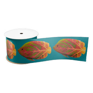 Aspen Leaf Tropical Fish 1 Satin Ribbon