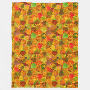 Aspen Leaves Collage Solid Medley 1 Fleece Blanket
